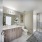bathroom with light cabinets 