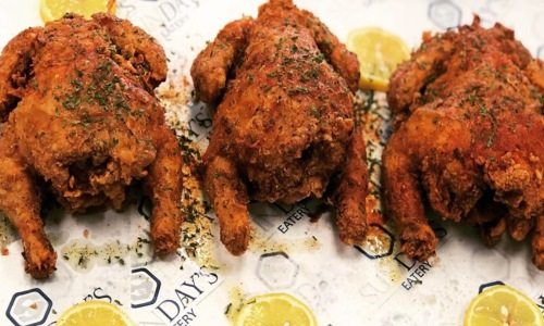 Three cooked chickens