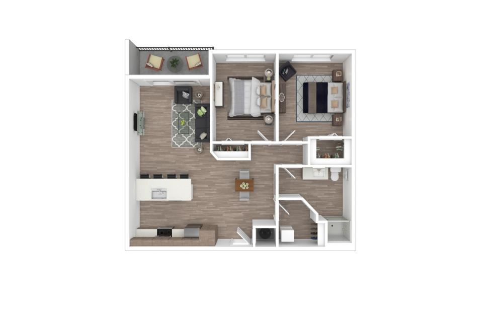 B1 - 2 bedroom floorplan layout with 1 bathroom and 1015 square feet B1 - 2 bedroom floorplan layout with 1 bathroom and 1015 square feet